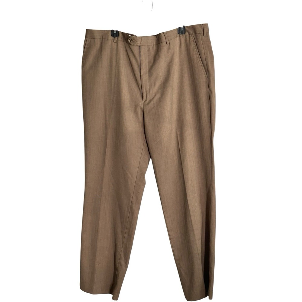 Stafford Dress Pants Mens 44x32 Brown Wool Blend Classic Fit Trousers Office